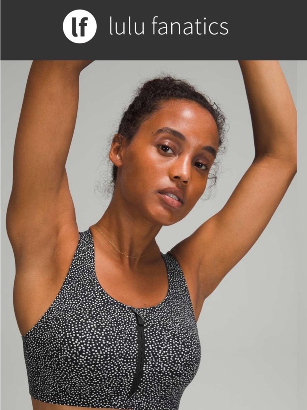 lululemon athletica Black and White Speckle Zip-Front Sports Bra